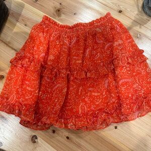 Floral Paisley Mini Skirt in Bright Red